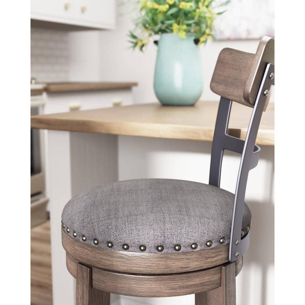 Caitbrook Counter Height Barstool Gray - Signature Design by Ashley: Polyester Upholstery, Nailhead Trim, Swivel Seat