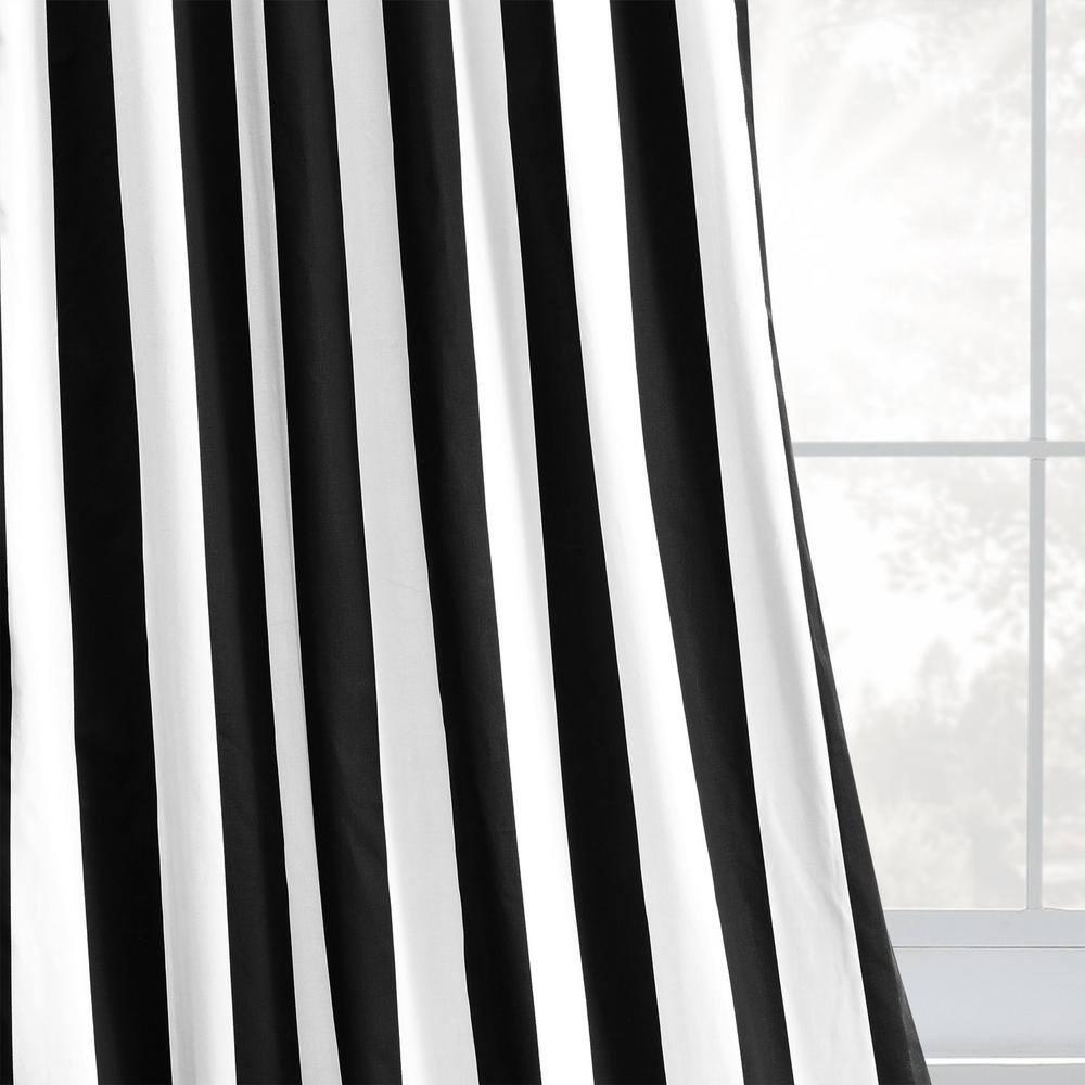 Cabana Black Printed Cotton Curtain (1 Panel), Cabana Black, 50W X 120L