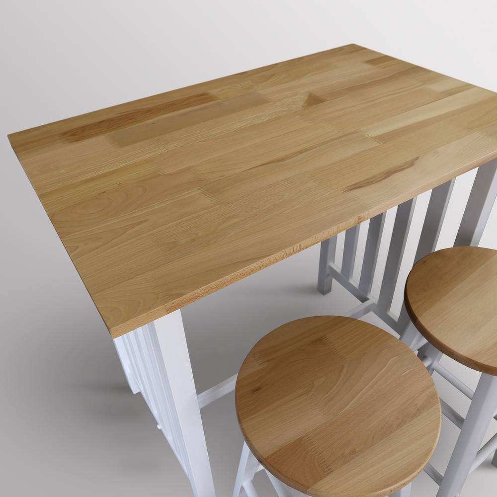 3-Piece Breakfast Set made with Solid Wood - White