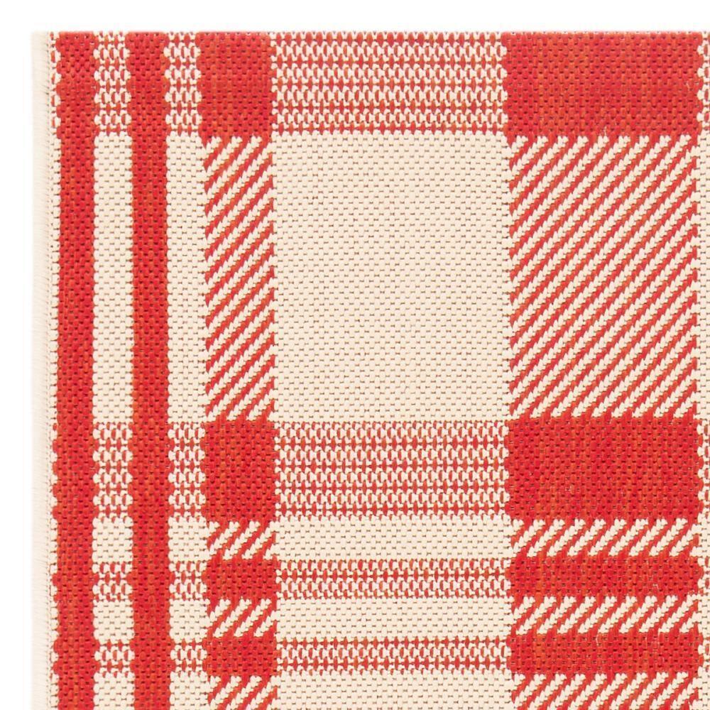 SAFAVIEH Courtyard Benjamin Plaid Indoor/Outdoor Area Rug, Red/Bone, 2'7" x 5'
