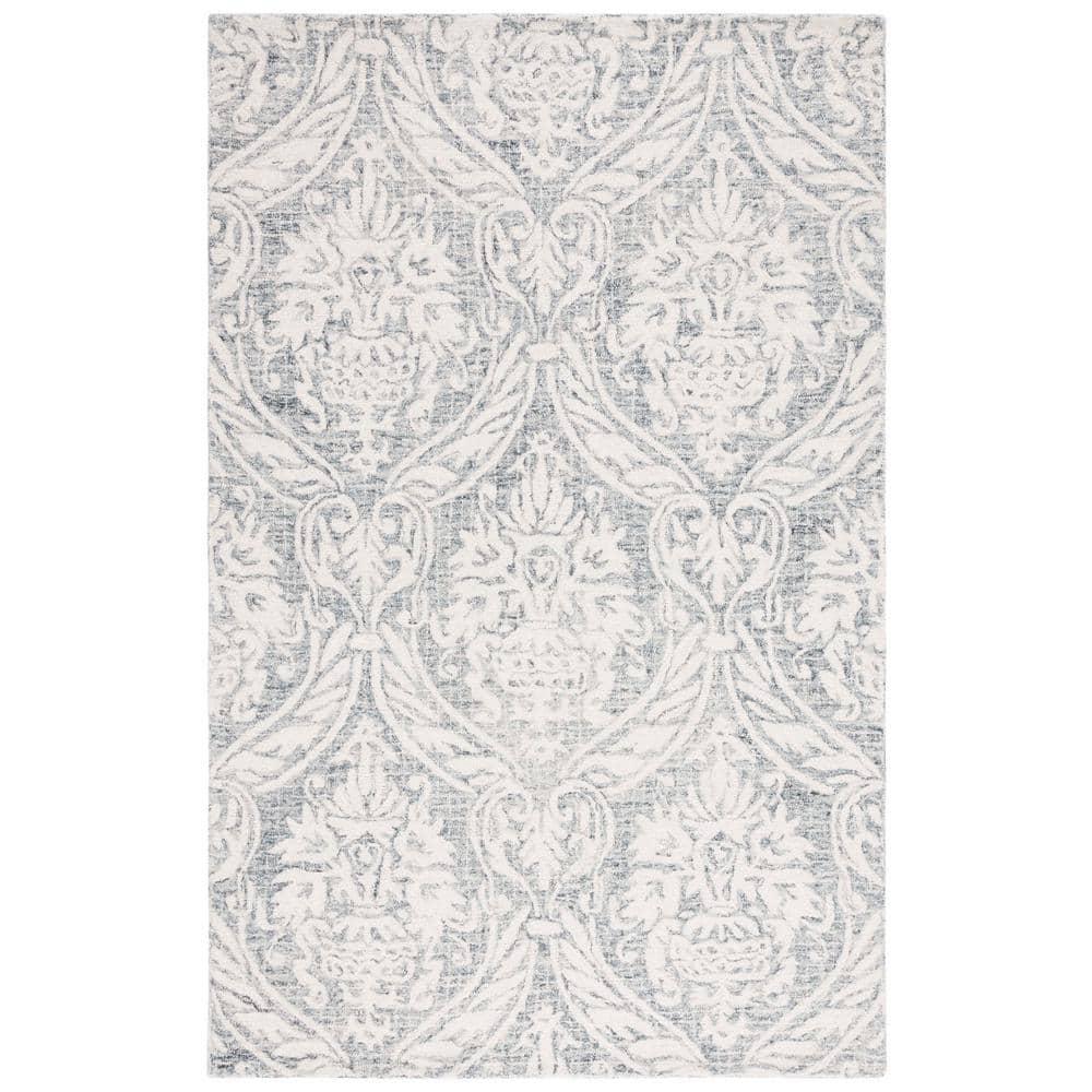 Abstract ABT204 Handmade Indoor Area Rug - Ivory/Grey - 6'x9' - Safavieh