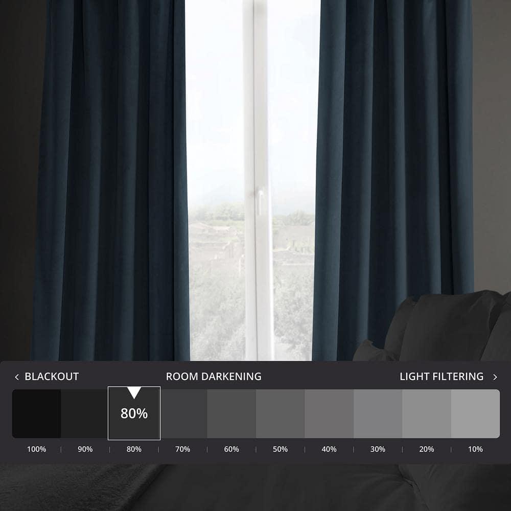 HPD Half Price Drapes London Blue Heritage Plush Velvet Room Darkening Curtains for Bedroom & Living Room Curtains (1 Panel), Window Curtains 108 inches long, Rod Pocket Curtains & Drapes, 50W X 108L