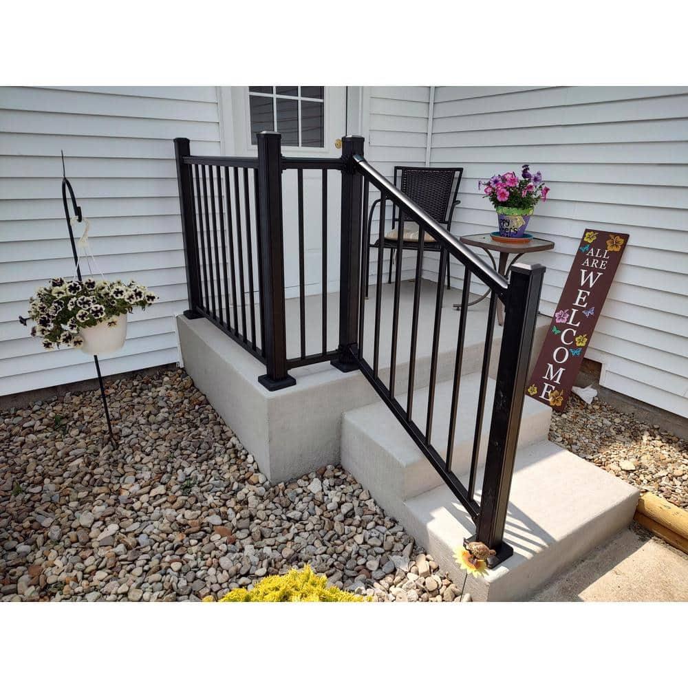 Weatherables Stanford Railing Brackets – Aluminum Outdoor Stair Railing Brackets, Made with Durable & Low-Maintenance Black Textured Powder-Coat Finish