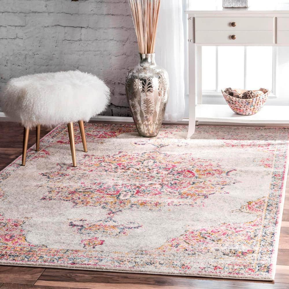 5'x7'5" Solid Loomed Area Rug Pink - nuLOOM: Traditional Indoor Low Pile, Stain-Resistant, Machine Made, Polypropylene