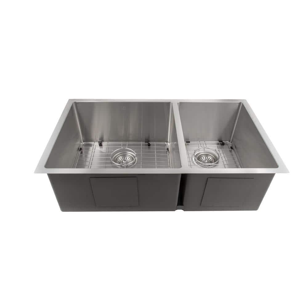 ZLINE SR60D-33 ZLINE 33 in. Chamonix Undermount Double Bowl Stainless Steel Kitchen Sink W/ Bottom Grid (SR60D-33)