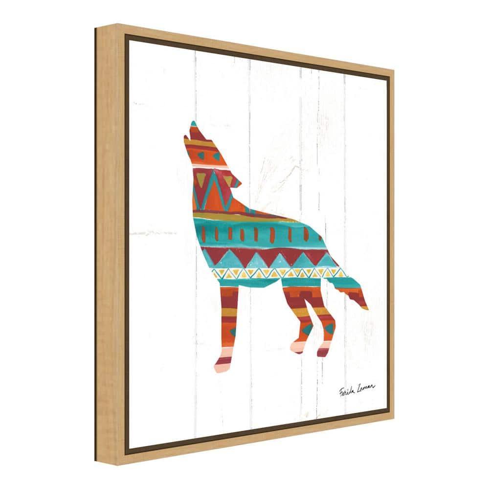 Amanti Art Southwestern Vibes VI Wolf by Farida Zaman Canvas Wall Art Print Framed 22-in. x 22-in. in Maple