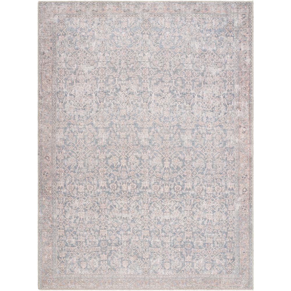 Lorelai Blue and Beige Synthetic Washable Area Rug