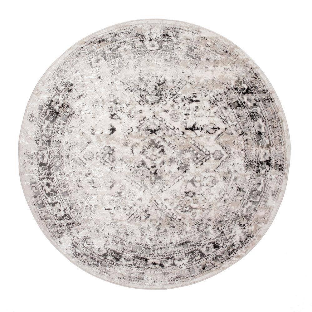Nuloom Madisson Medallion 8 Round Indoor Area Rug for Living Room Bedroom Dining Room Kitchen, Grey/Ivory