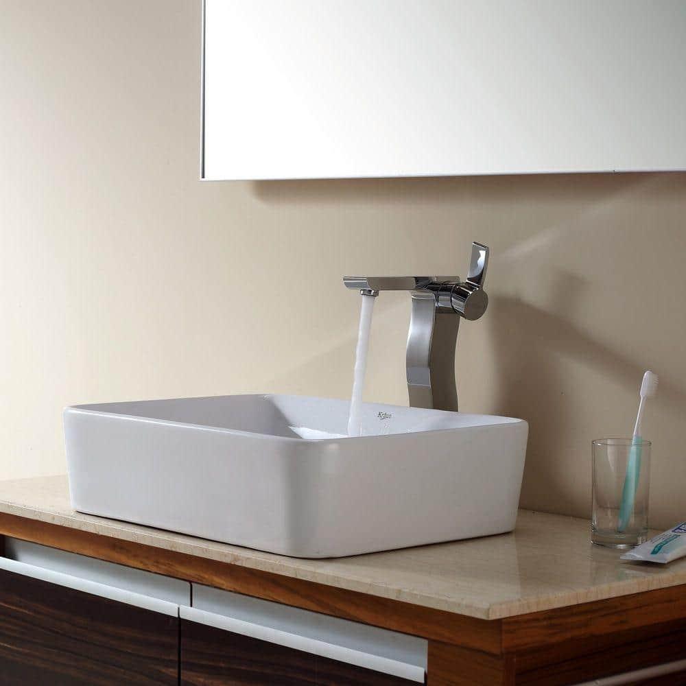 Ceramic Rectangular Vessel Bathroom Sink