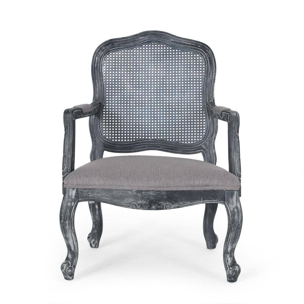 Noble House Corral French Fabric Dining Chair, Set of 2, Gray
