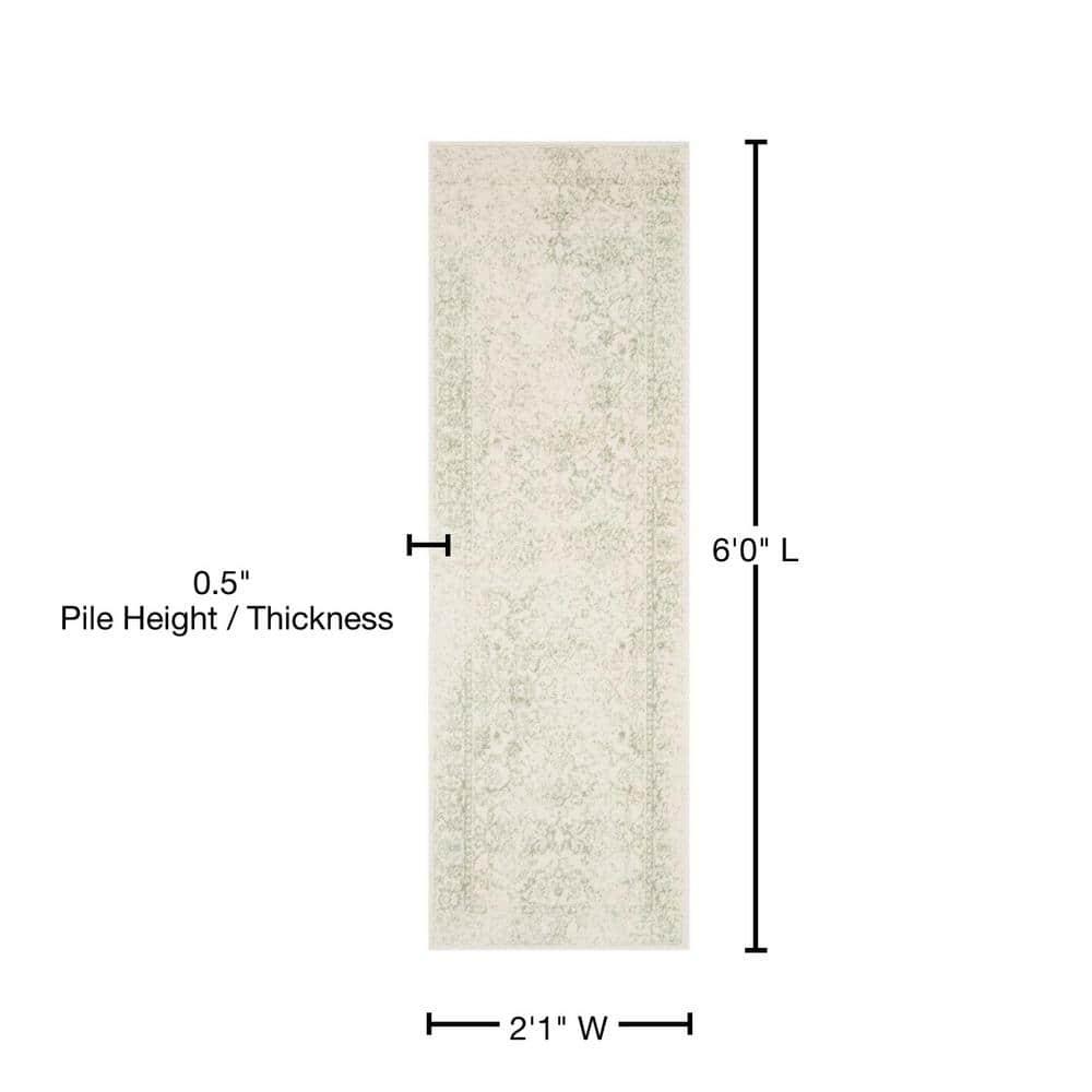 Adirondack ADR109 Machine Made Indoor Runner - Ivory/Sage - 2'1"x6' - Safavieh