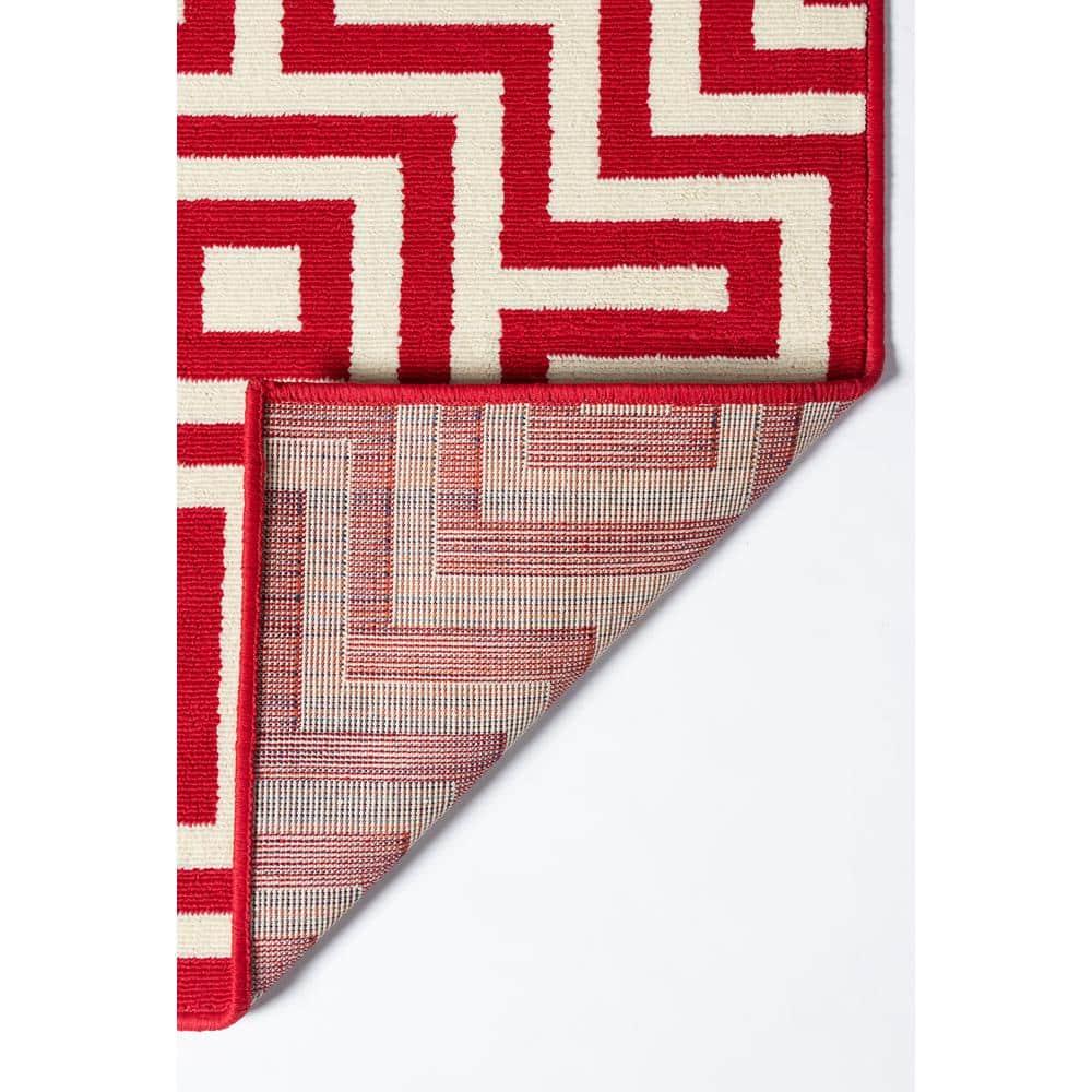 Baja Chic Red Synthetic 2'x3' Rectangular Washable Rug