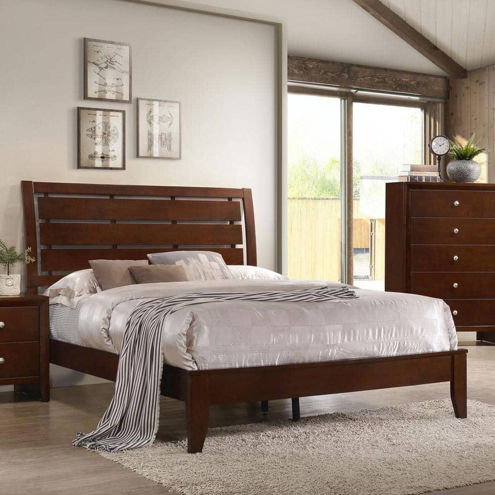 Coaster Serenity Slatted Headboard Wood Eastern King Panel Bed in Brown