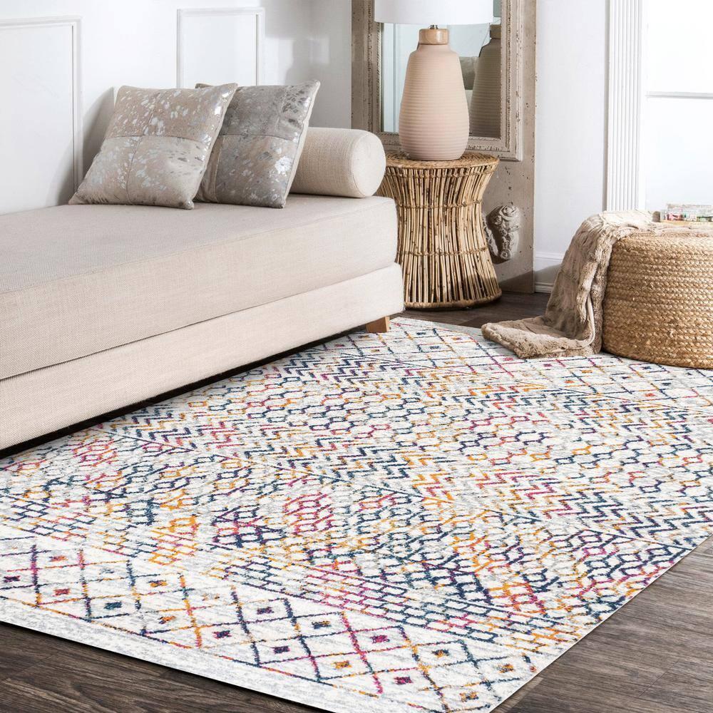 5' x 8' Arta Moroccan Vintage Geometric Rug Area Rug, Multi/Cream - JONATHAN Y