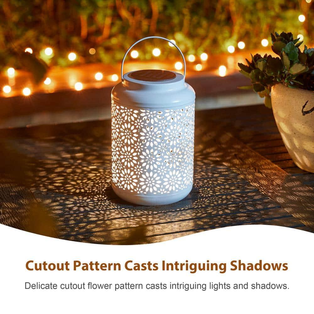 8.75" H Metal Wire Solar Powered Outdoor Hanging Lantern