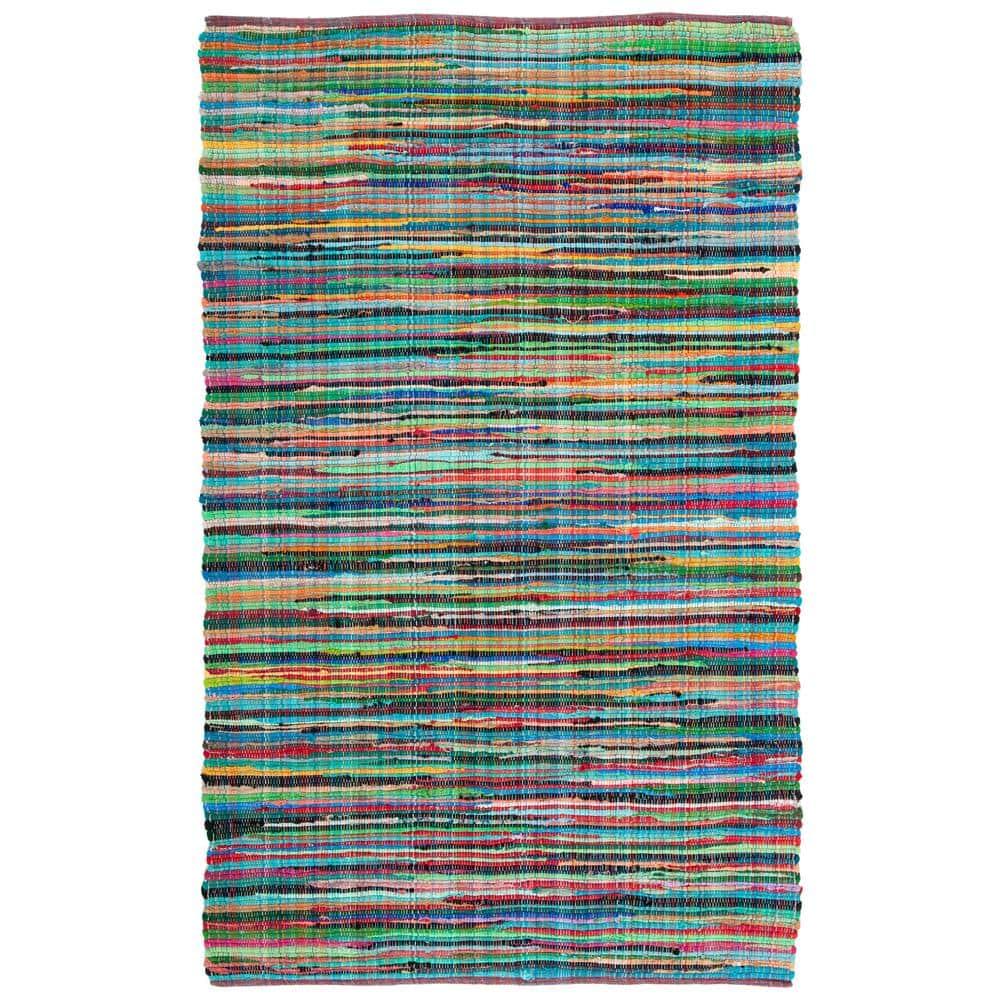 Rag Area Rug RAR240 Hand Woven Area Rug - Green/Multi - 6'x9' - Safavieh.