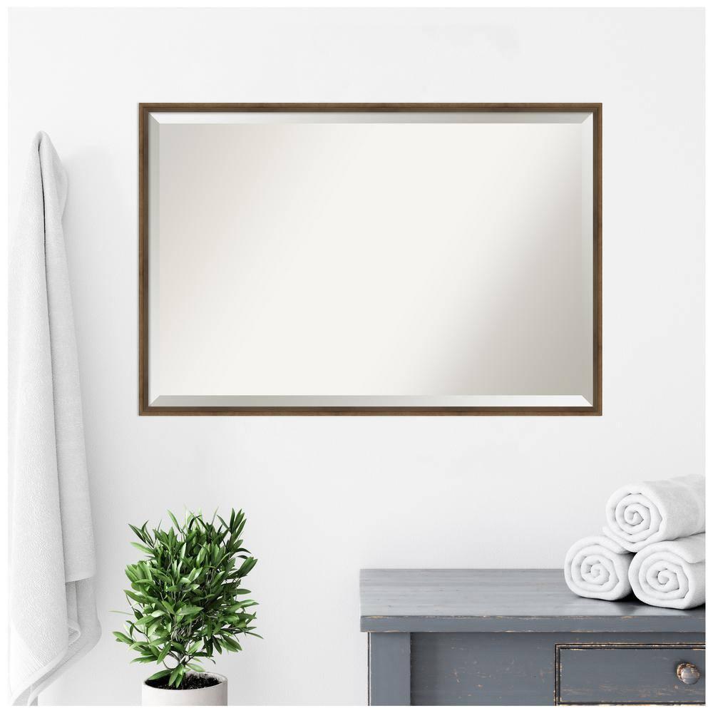 Lucie Bronze 37" Wood Beveled Bathroom Vanity Mirror