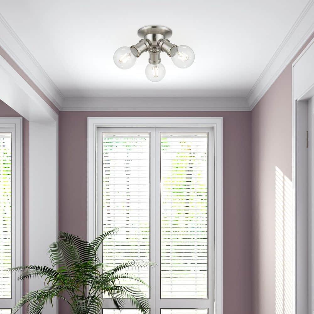 Livex Lighting Lansdale 3 - Light Flush Mount in  Brushed Nickel