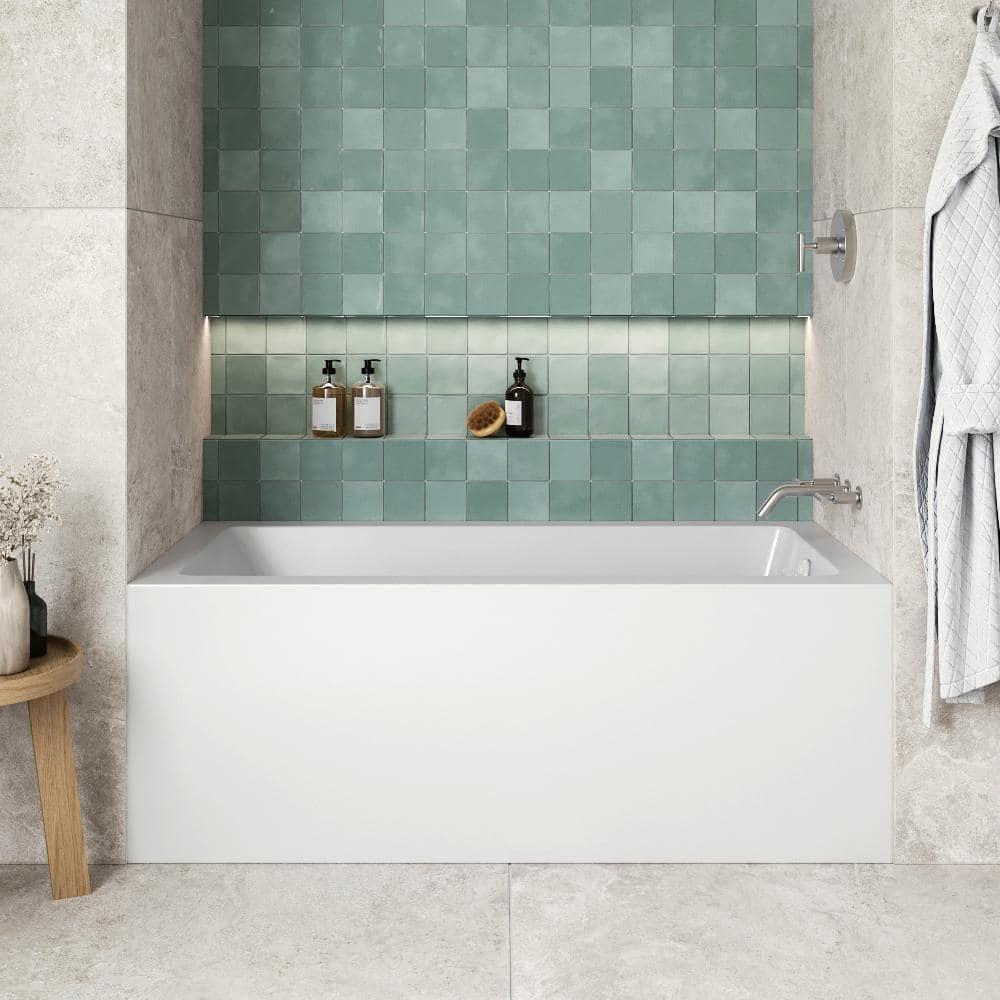 Streamline GA-304-10-WH 60 in. x 30 in. Acrylic Right-Hand Drain Alcove Bathtub in Glossy White With External Drain in Glossy White