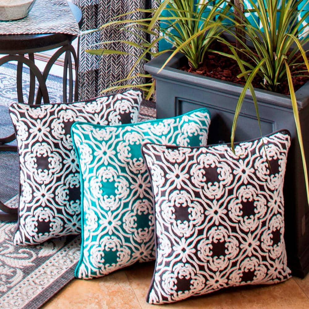 Allee Embroidered Indoor/Outdoor Reversible Throw Pillow