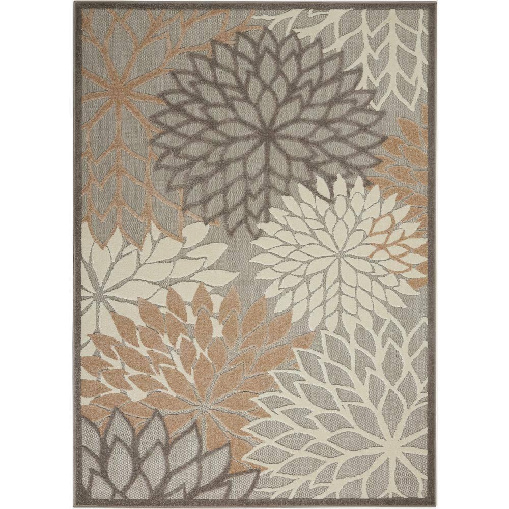 Nourison Aloha Floral Bloom Flatweave High-Low Indoor Outdoor Area Rug Natural 3'6" x 5'6"