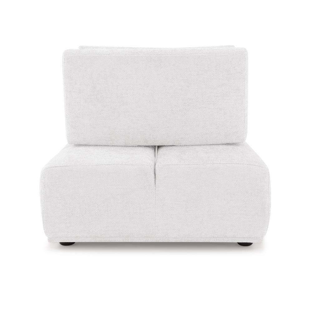 HOMES: Inside + Out Povoa Modern Modular Trapezoidal Armless Chair Chenille with Extendable Backrest White