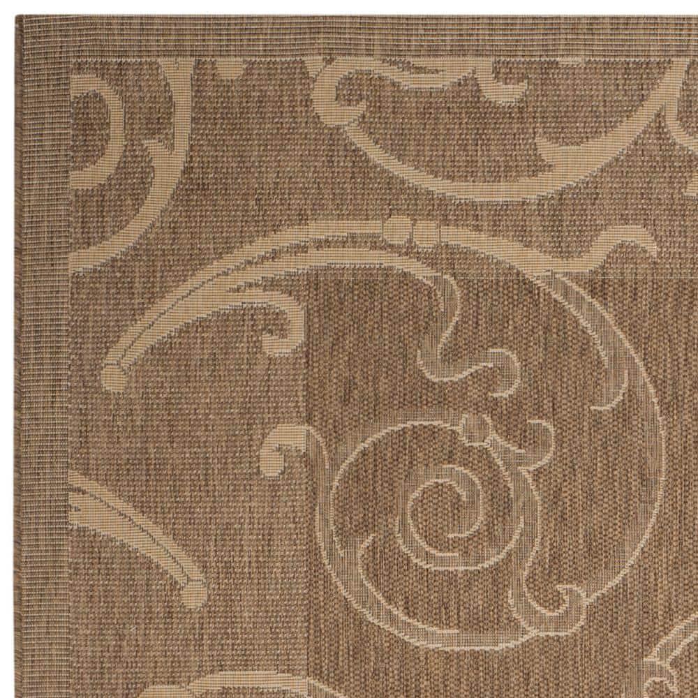 SAFAVIEH Courtyard Daniel Floral Indoor/Outdoor Area Rug, 9' x 12', Brown/Natural