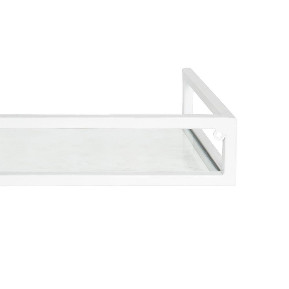 24" x 8" x 3" Blex Metal and Glass Wall Shelf White - Kate & Laurel All Things Decor: No Assembly, Open Shelving Design