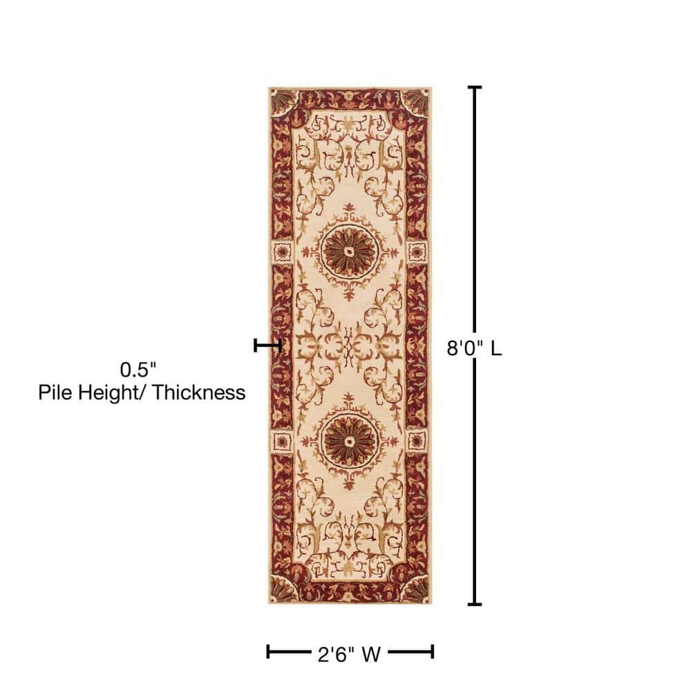 Empire EM459 Hand Tufted Indoor Runner - Ivory/Red - 2'6"x8' - Safavieh