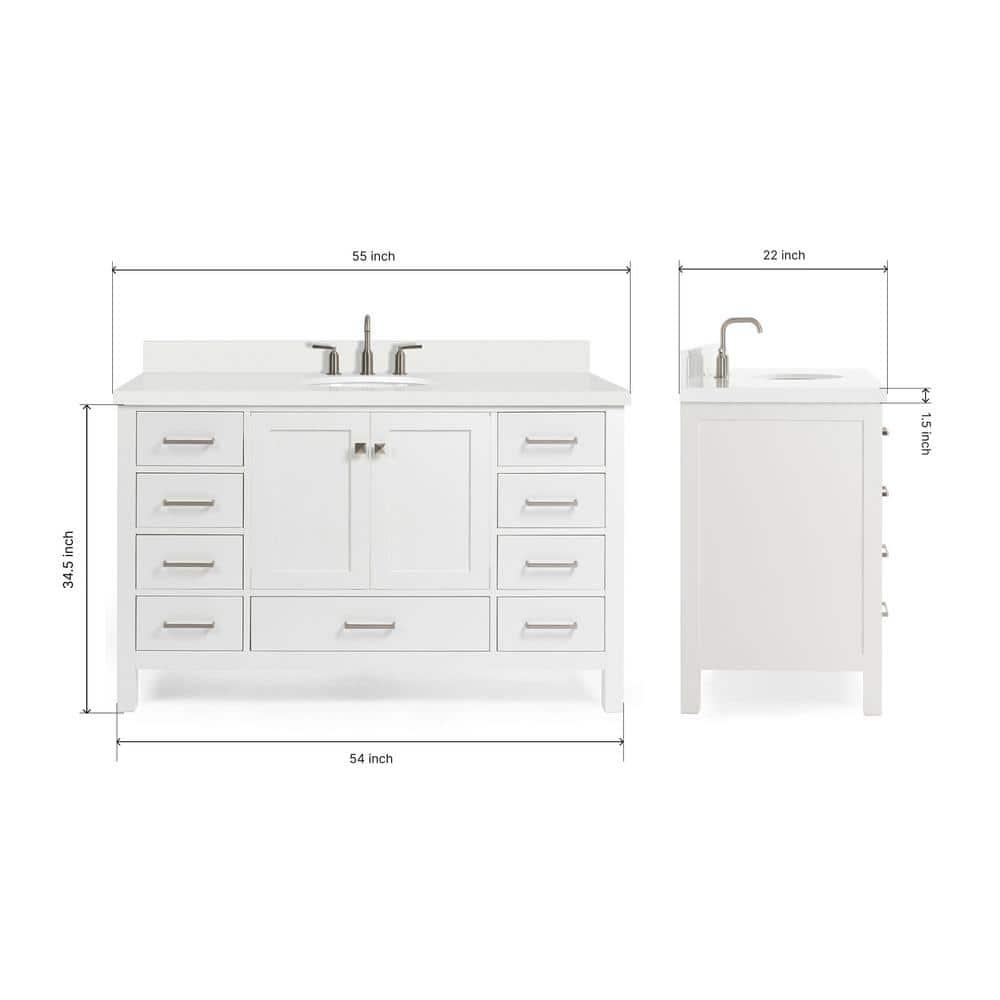 Ariel A055swqovo Cambridge 55" Free Standing Single Basin Vanity Set - White
