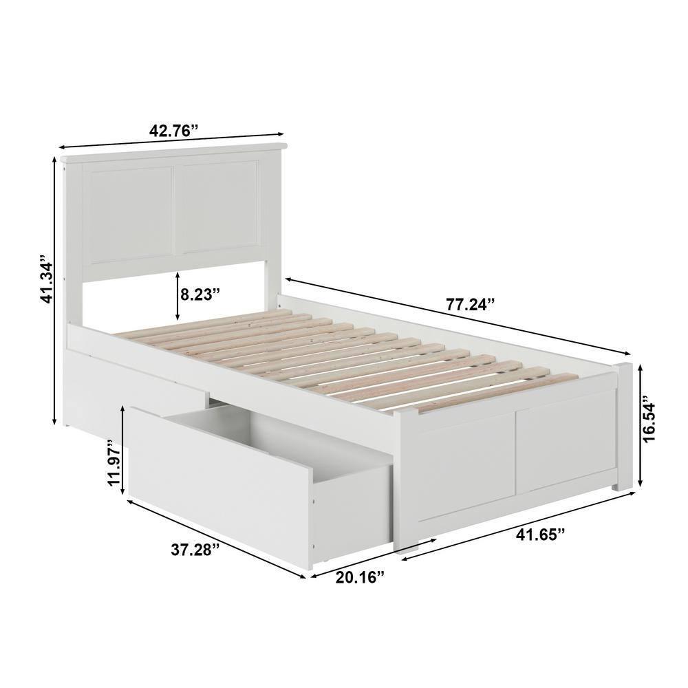 Madison Platform Bed with Flat Panel Foot Board and 2 Urban Bed Drawers in Multiple Colors and Sizes