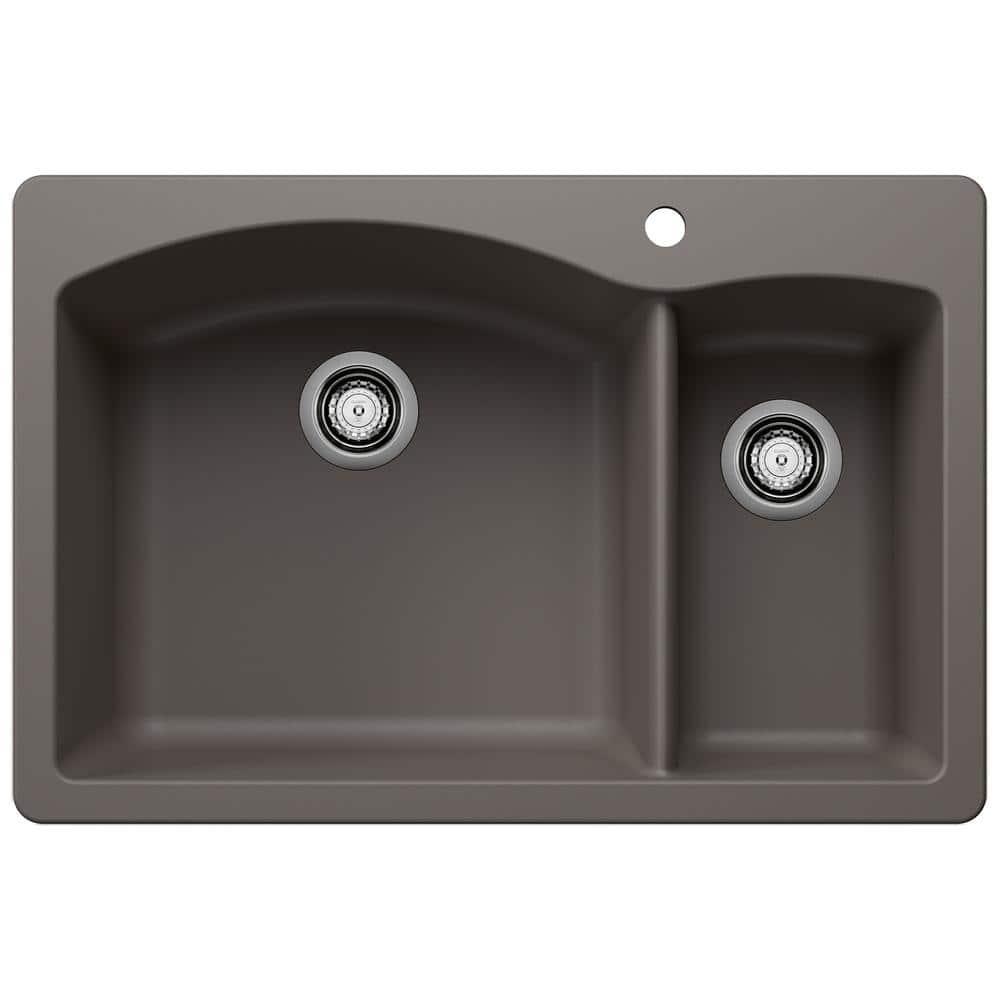 Diamond Silgranit 33" L x 22" W Double Basin Drop-In/Undermount Sink