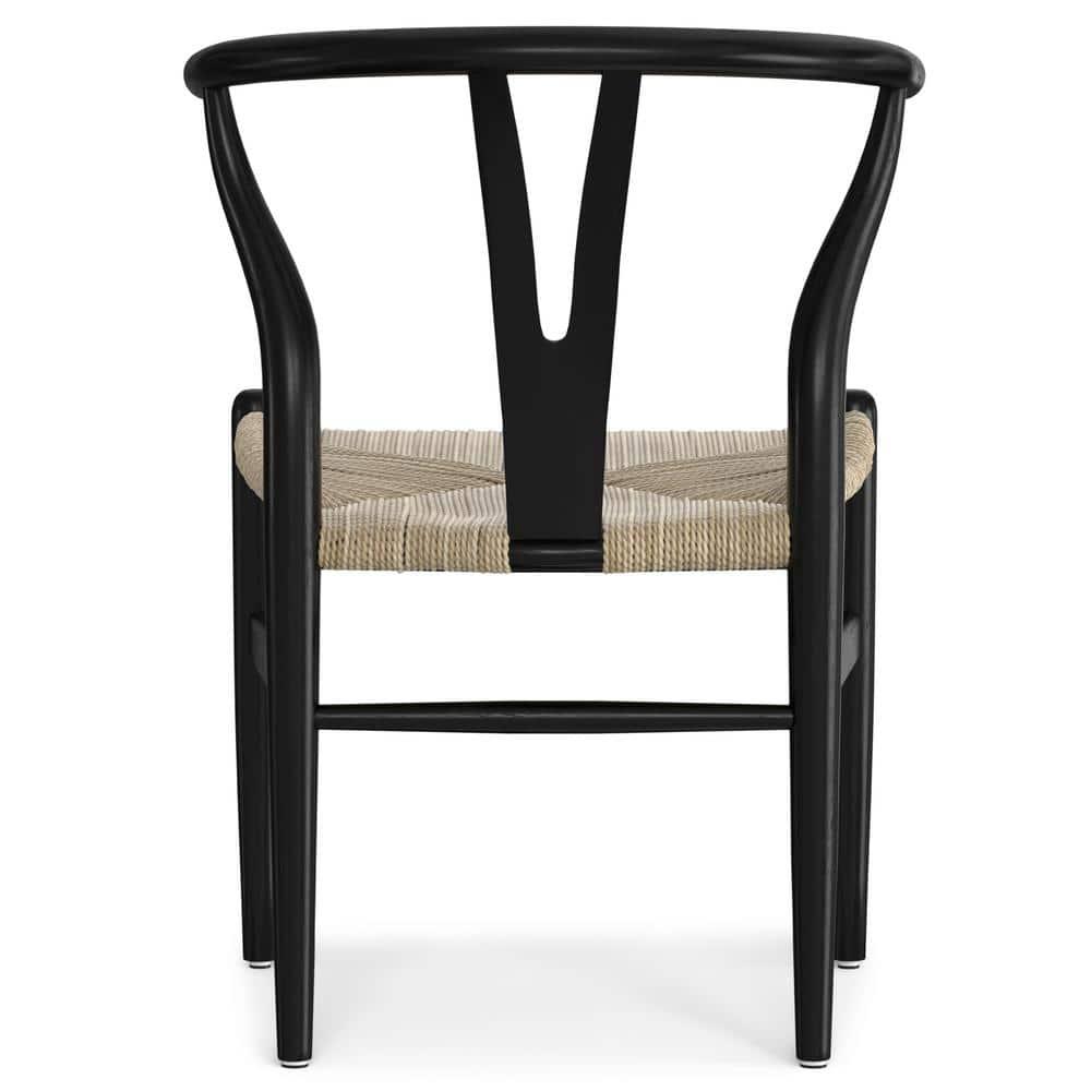 Simpli Home Chocolate Solid Wood Dining Chair with Y-Back Design in Mid-Century Modern Style (Set of 2) (Set of 2)