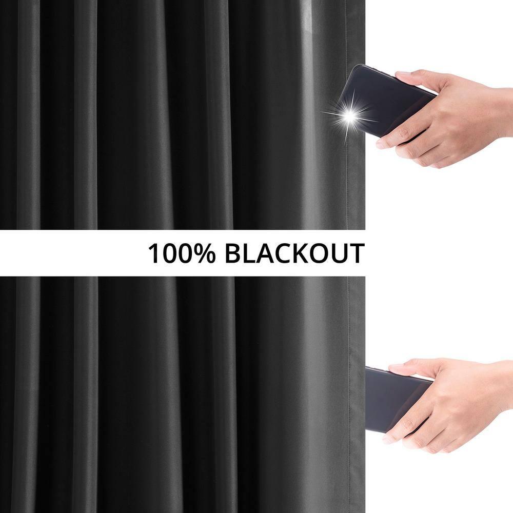 Exclusive Fabrics  Essential Polyester Solid Blackout Curtains - Thermal Insulated Window Curtains Rod Pocket (Single Panel) 50 X 96 - Deep Black