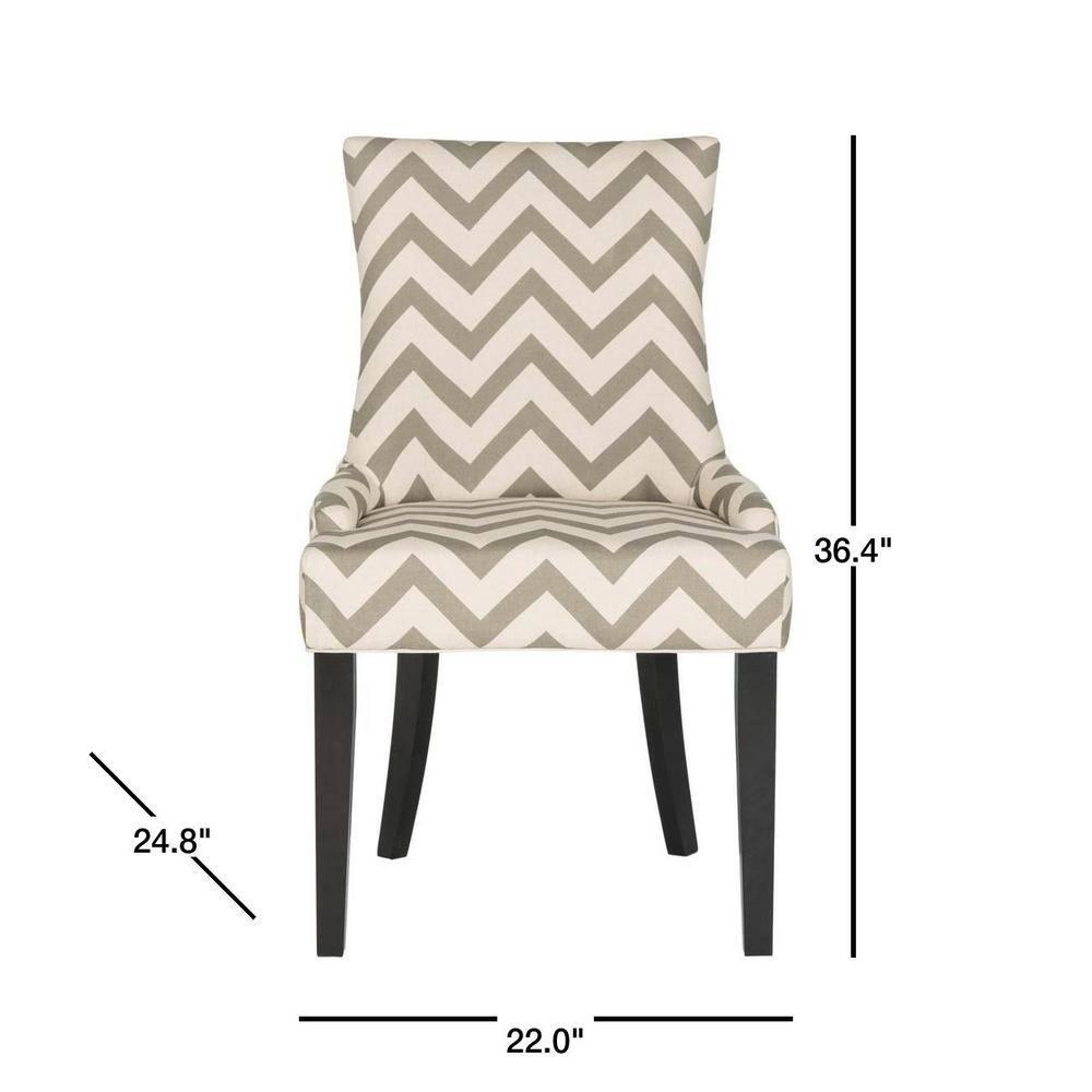 SAFAVIEH Lester 19" H Contemporary Glam Dining Chair, Grey/White/Espresso, Set of 2