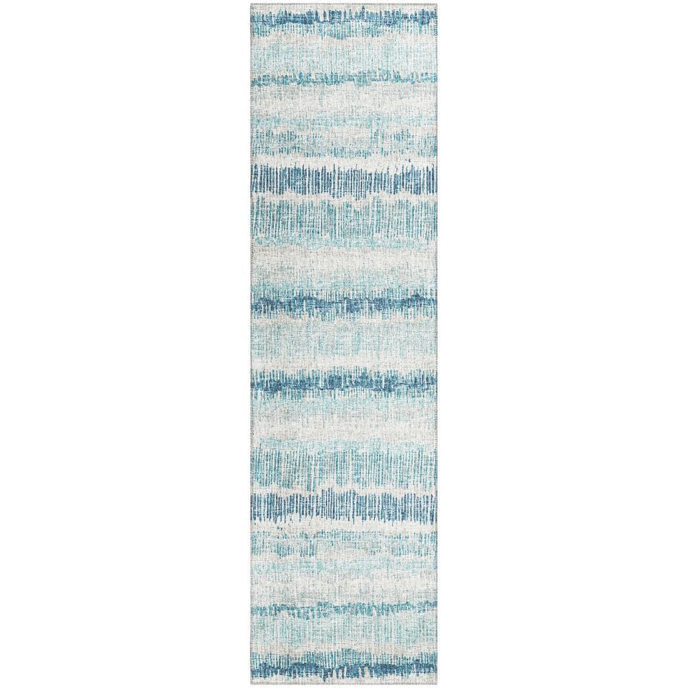 Rylee Blue 2 ft. 3 in. x 7 ft. 6 in. Geometric Indoor/Outdoor Area Rug