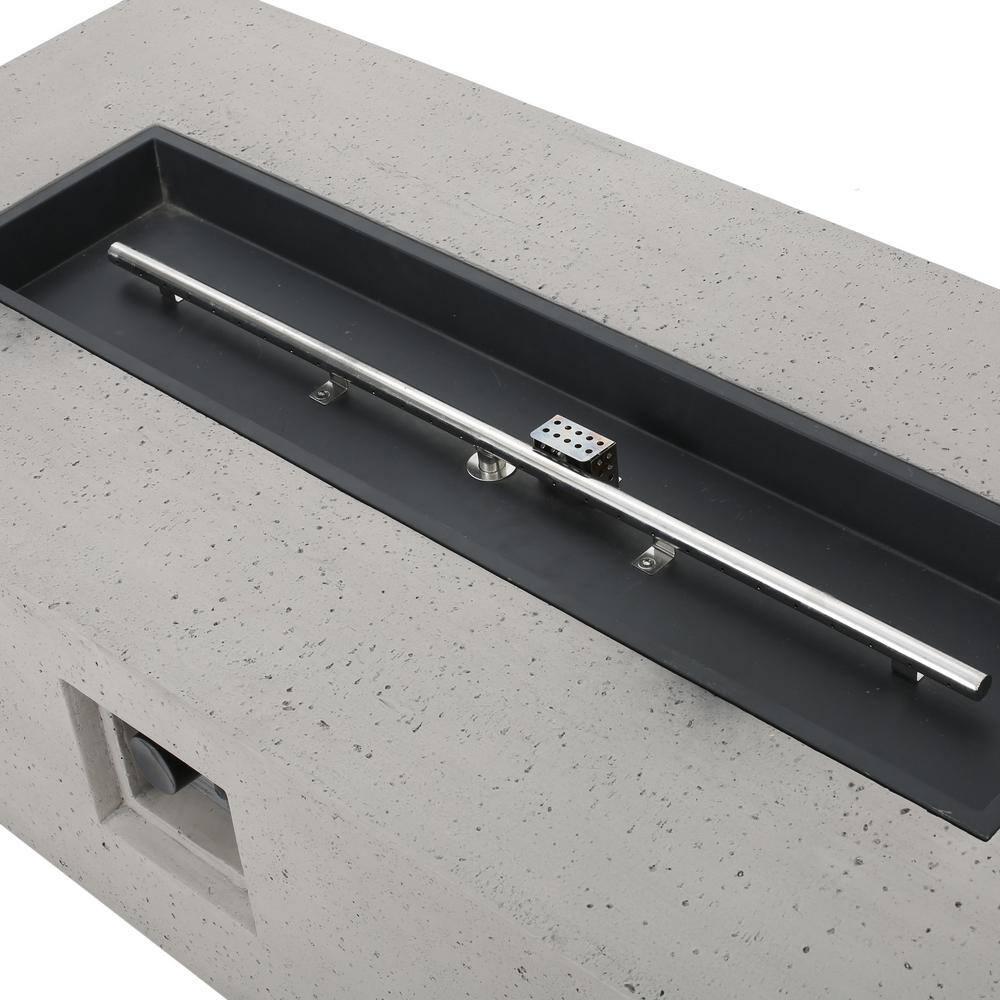 Mayfair Lightweight Concrete Outdoor 50,000 BTU Rectangular Fire Pit (No Tank Holder), Light Gray
