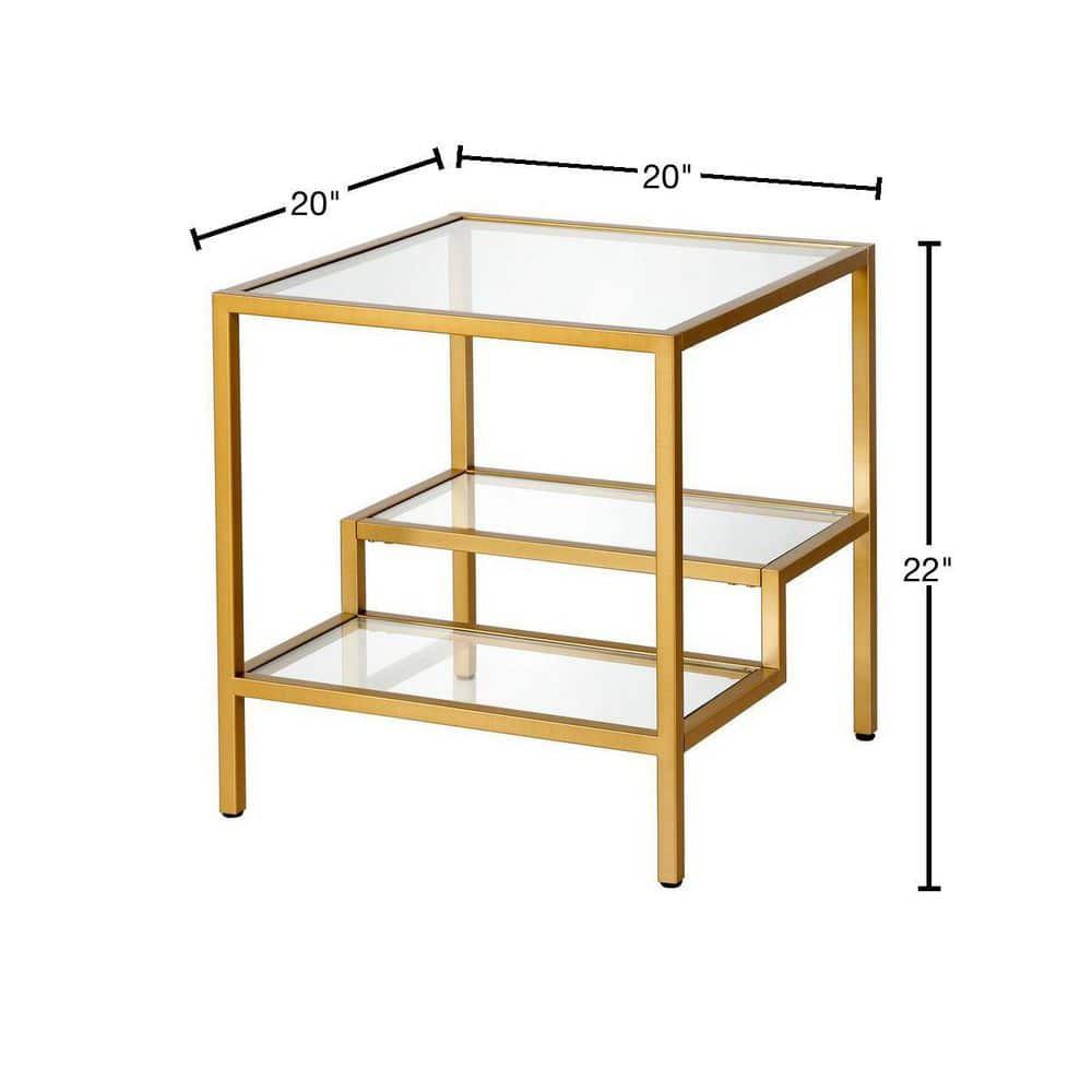 Evelyn&Zoe Lovett 20" Wide Square Side Table, Brass