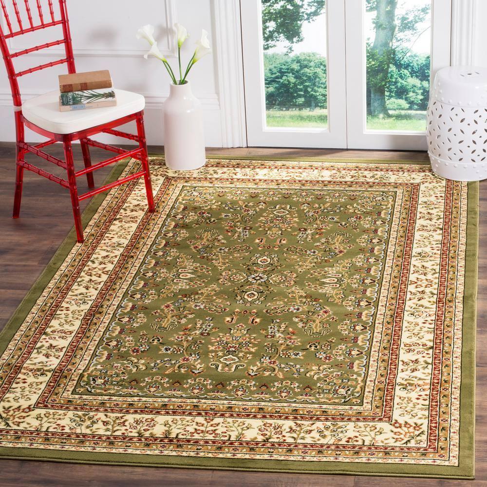 Lyndhurst Sarouk LNH331 Power Loomed Area Rug - Sage/Ivory - 5'3"x7'6" - Safavieh