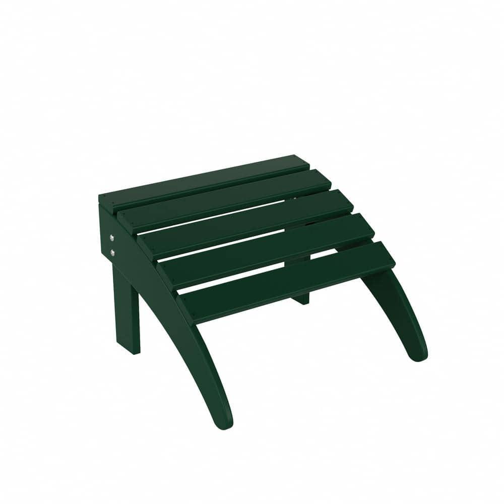 Polytrends  Laguna Hdpe All Weather Outdoor Patio Foldable Ottoman Dark Green
