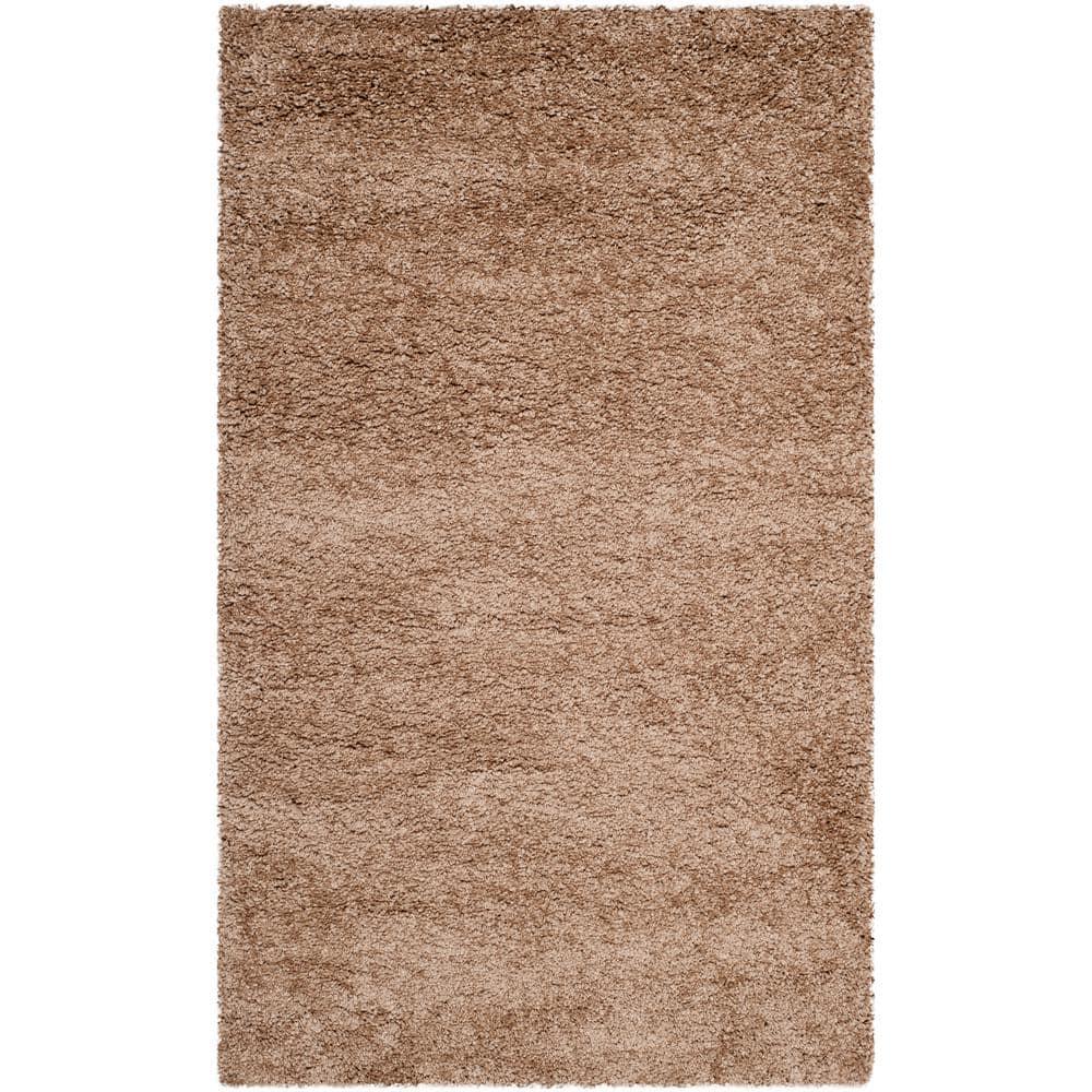 Safavieh Milan Shag 10 x 14 (ft) Loomed Polypropylene Dark Beige Rectangular Indoor Solid Area rug