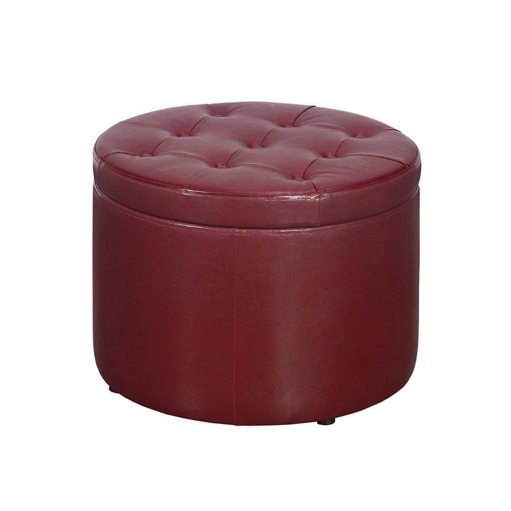 Convenience Concepts Designs4Comfort Round Shoe Ottoman, Burgandy