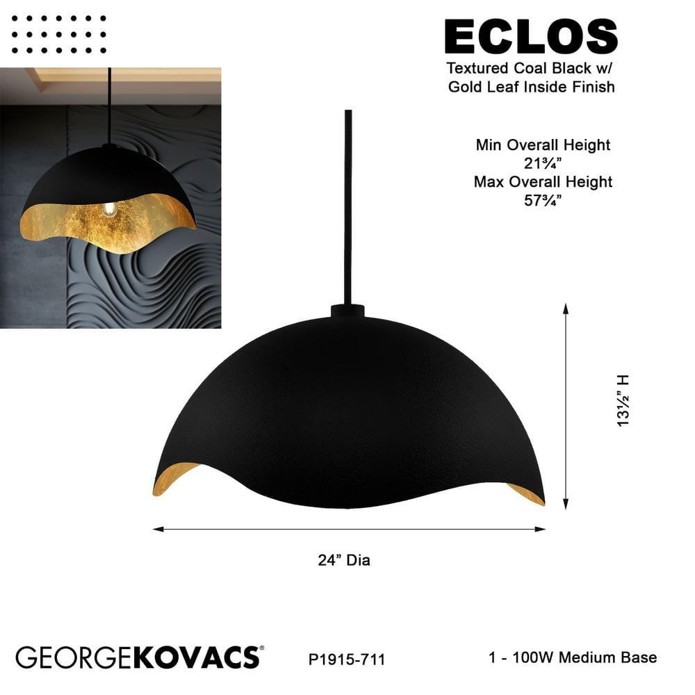 George Kovacs by Minka George Kovacs Eclos 23" Wide 1 Light Pendant In Sand Coal W/Gold Leaf Finish