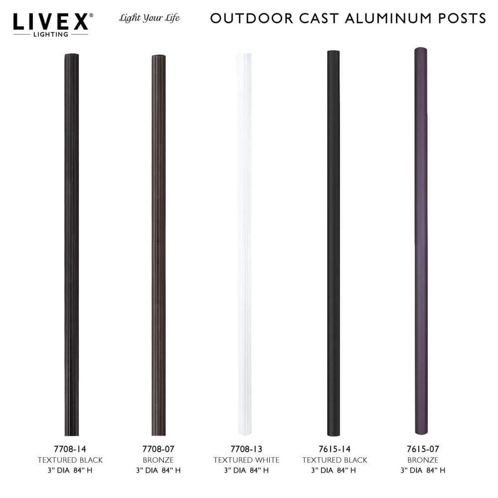 Livex Lighting - Outdoor Cast Aluminum Fluted Post - 3 Inches wide by 84 Inches