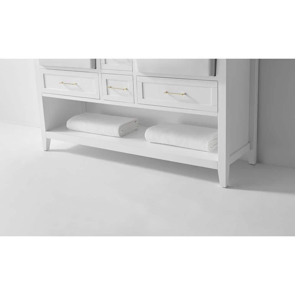Ancerre Designs Hayley 60" Farmhouse Wood Bathroom Vanity Set in White