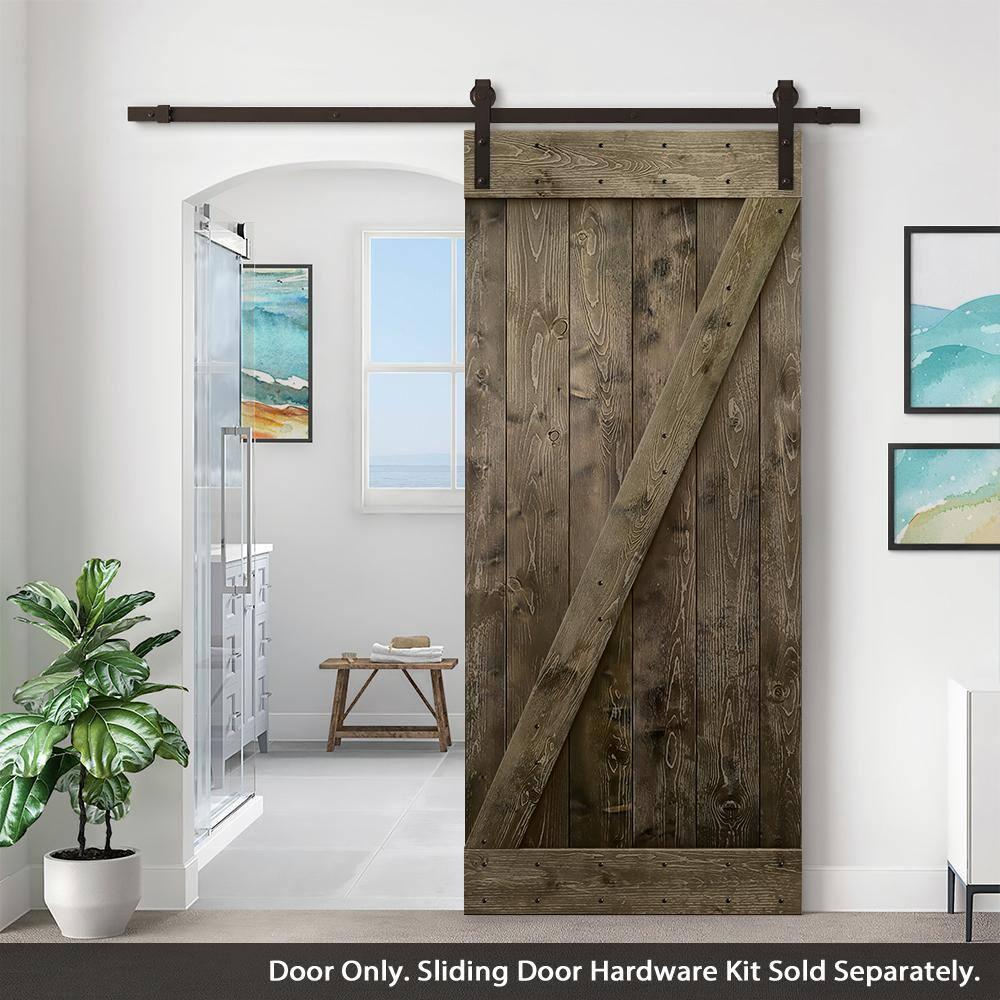Calhome 84'' Solid Wood Paneled Painted without Installation Hardware Kit Barn Door