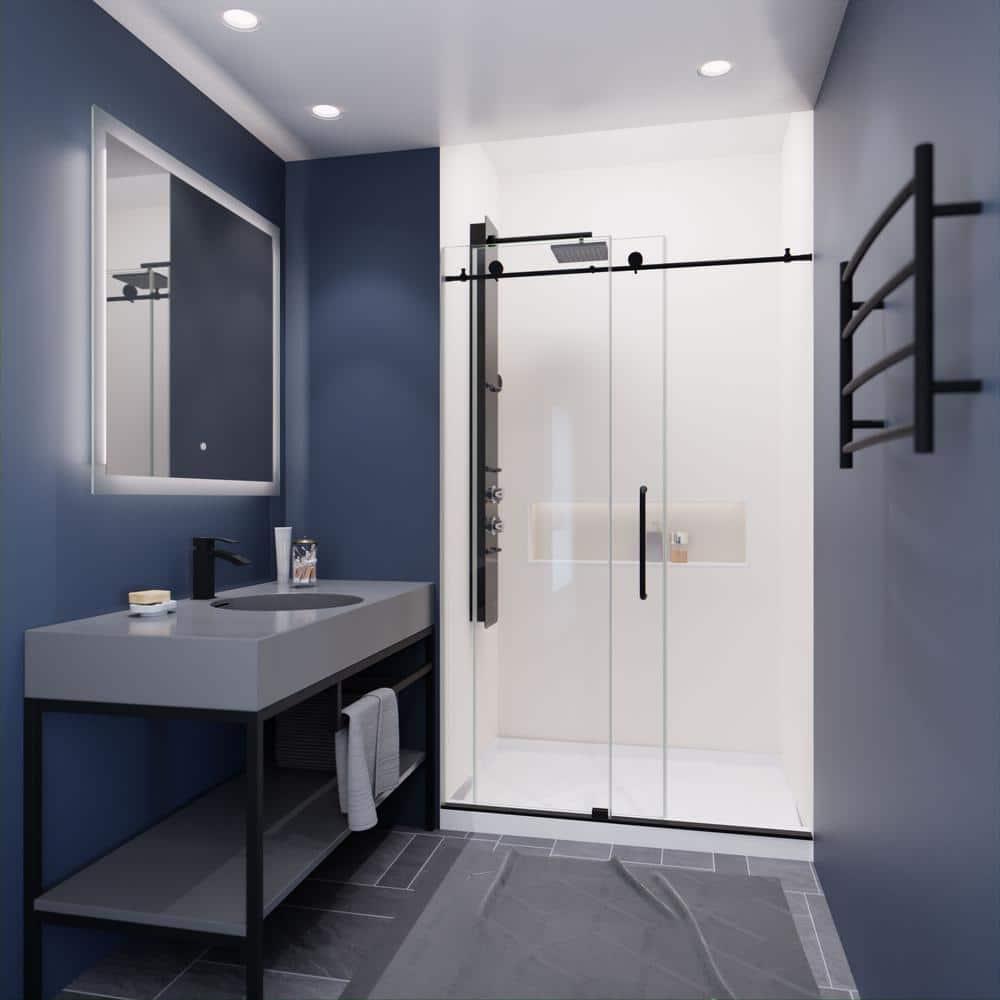 ANZZI SD-AZ13-01MB Madam Series 48" W x 76" H Single Sliding Semi-Frameless Shower Door