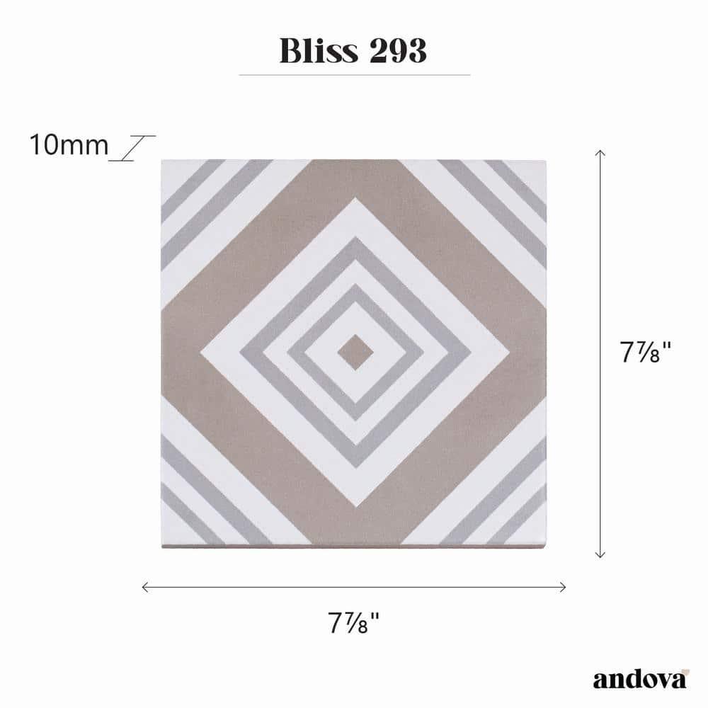 Bliss 8-in. Encaustic Spanish/Moroccan Patterned Matte Porcelain Wall & Floor Tile