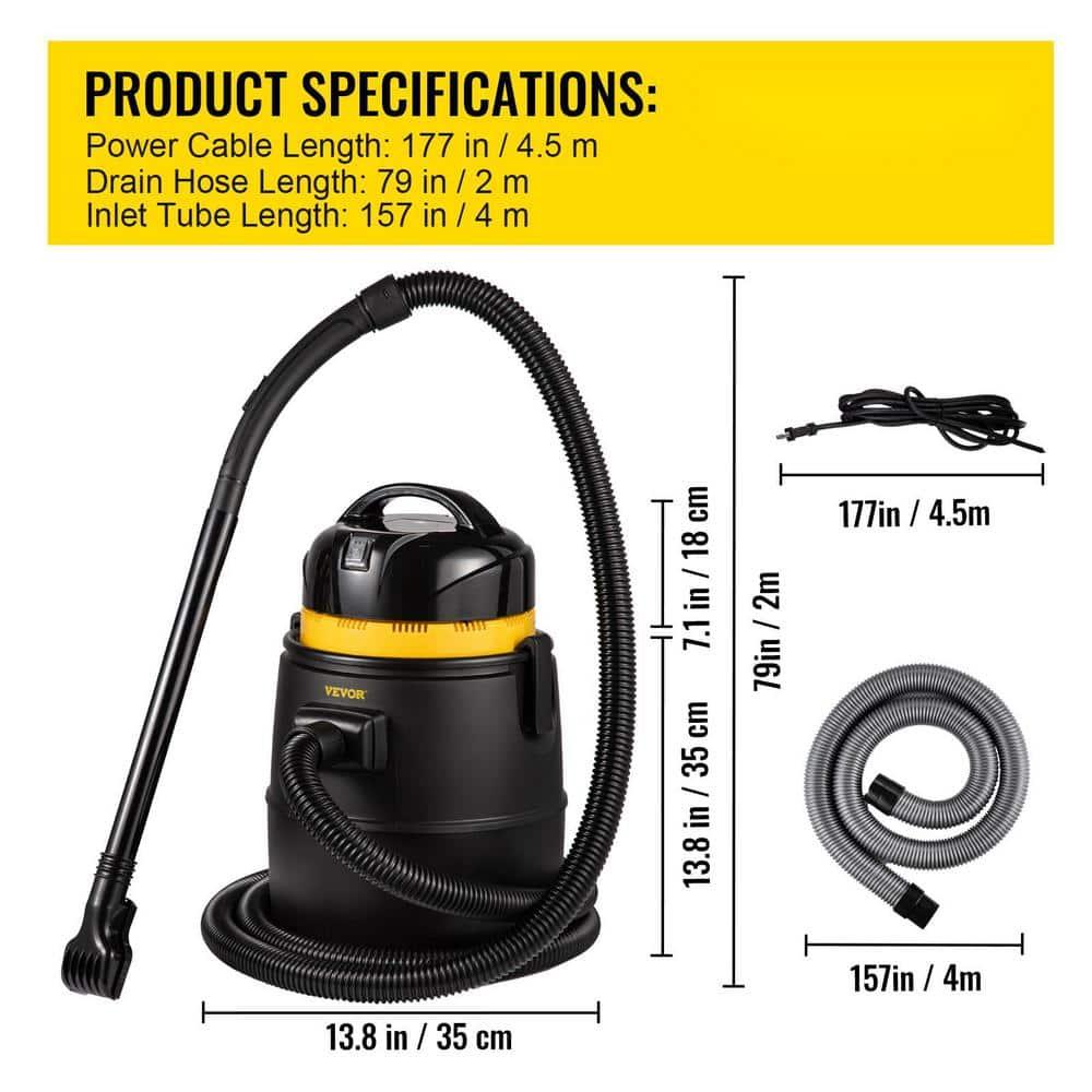 VEVORbrand Pond Vacuum Cleaner, 1400W Motor in Continuous Intermittent Cycle, 120V Motor w/15 ft Electric Wire for Ponds, Swimming pools, Homes, and Vehicles