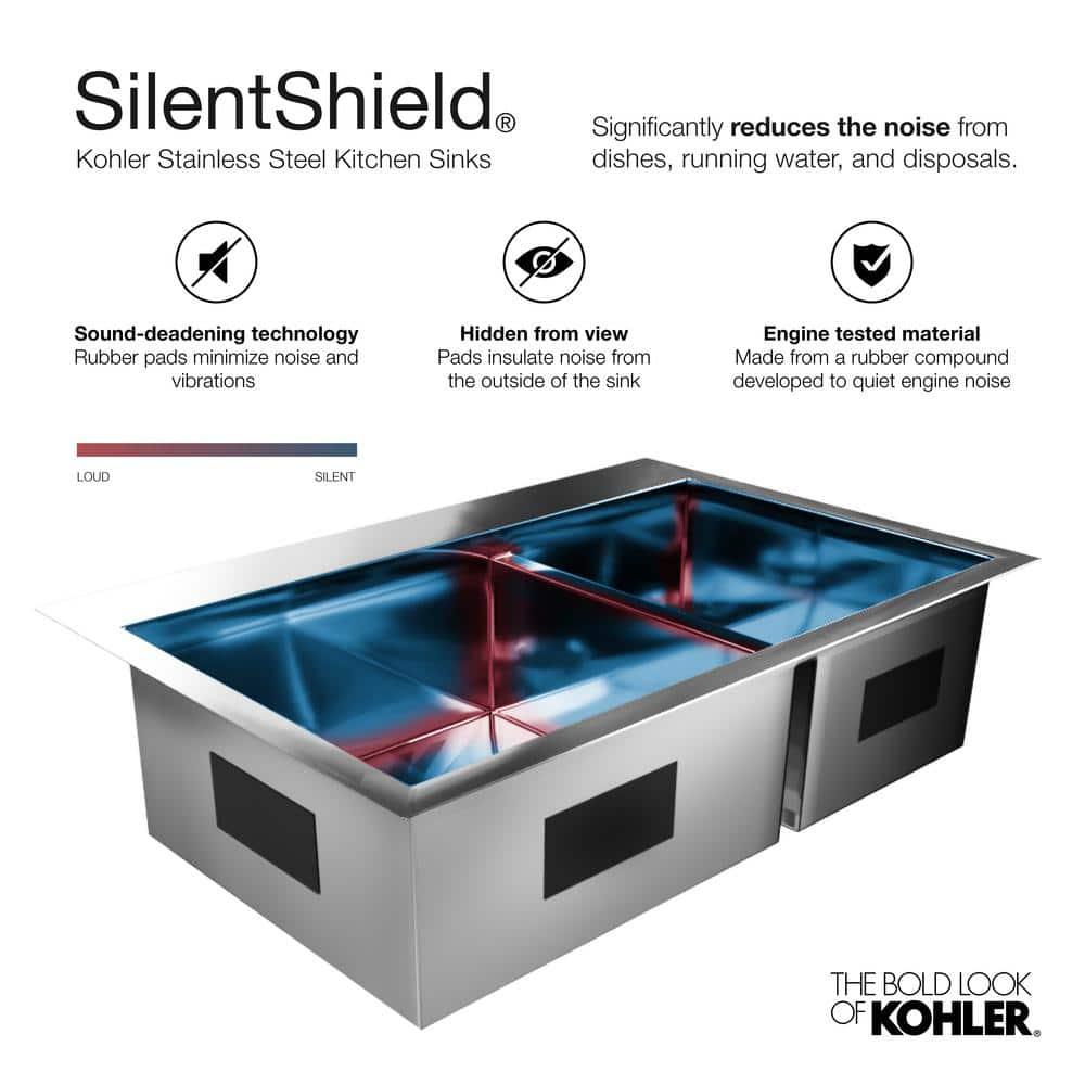 Kohler Task Smart Divide33-In X 22-In Top-Mount/Undermount Double-Equal Workstation Kitchen Sink With Accessories K-80085-1PC-NA